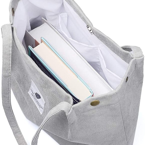 Corduroy Totes Bag - WantGor Women's Shoulder Handbags Big Capacity Shopping Bag - Picture 3 of 4